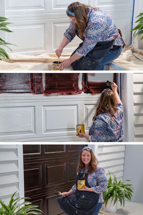 Garage door need an update? Watch the latest episode of #LeftoverswithAnnie for a budget-friendly option using gel stain. Learn more at acehardware.com. #AceHardware #TheHelpfulPlace Gel Stain Garage Door, Red Garage Door, Gel Stain, Budget Friendly, Garage Doors, Stain