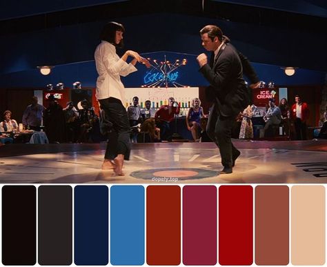 Cinema Colours, Famous Movies, Quentin Tarantino, Pulp Fiction, Architecture Drawing, Cinematography, Colour Palette, Short Film, Color Palettes