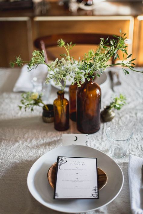 Milk Bottle Centerpiece, Diy Menu, Local Milk, Bottle Centerpieces, Brown Bottles, Dry White Wine, Cast Iron Skillet, Iron Skillet, Milk Bottle