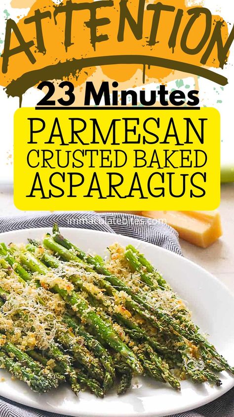 Adding some shredded cheese and panko breadcrumbs sure made this already yummy vegetable on the next level! As with any recipe, feel free to come up with ways to make it appealing for everyone. But for now, you can stick to this parmesan crusted baked asparagus dish and enjoy a healthy and delicious side dish on your next meal. No complicated cooking method for this healthy food recipe. More meal planning ideas, dinner ideas, meatless dinner, meatless recipes at immaculatebites.com Dinner Ideas Meatless, Dinner Meatless, Parmesan Crusted Asparagus, Parmesan Asparagus Baked, Healthy Food Recipe, Asparagus Dishes, Asparagus Recipes Baked, Parmesan Asparagus, Meal Planning Ideas