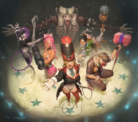 Lethal Circus, Tim Löchner Circus Illustration, Circus Characters, Dark Circus, Estilo Dark, Concept Art World, 2d Illustration, Circus Art, Concept Art Drawing, Art References