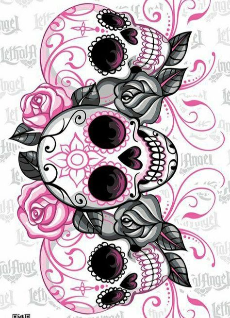 Sugar Skull Art Drawing, Candy Skull Tattoo, Black Sugar Skull, Skull Rose Tattoos, Skull Girl Tattoo, Sugar Skull Artwork, Skull Coloring Pages, Sugar Skull Girl, Skull Art Drawing