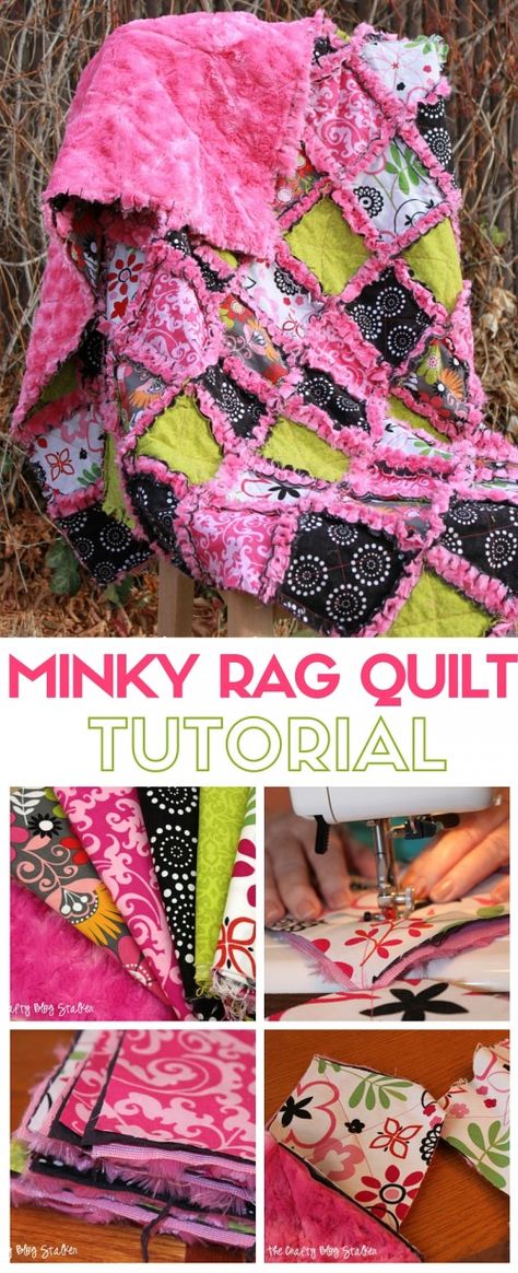 Sew a minky rag quilt either as a lap quilt or a new baby quilt. This super soft quilt is great for the beginning quilter. Minky Rag Quilt, Minky Quilt, Rag Quilt Tutorial, Rag Quilt Patterns, Diy Baby Blanket, Baby Rag Quilts, Flannel Quilts, Diy Bebe, Quilt Care