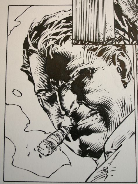 Comic Inking Techniques, Comics Inking, Comic Strip Illustration, Comic Book Inking, David Finch Art, Inking Comics, Jackie Estacado, Comic Inking, Example Of Comics