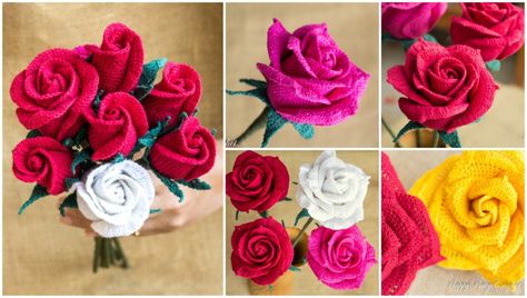 Bouquet of Crochet Roses [Free Tutorial] | | Your Crochet Corak Krusye, Roses Au Crochet, Crochet Roses, Crochet Puff Flower, Crochet Rose Pattern, Corak Bunga, Crochet Flowers Free Pattern, Crochet Bouquet, Crocheted Flowers