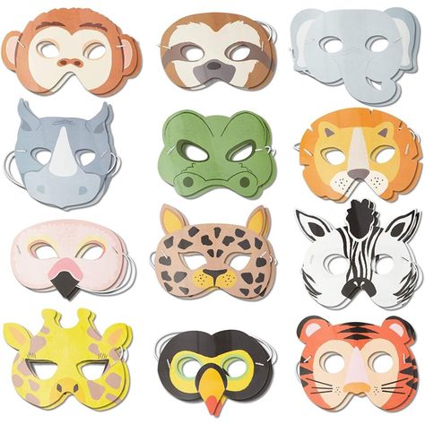 Safari Photo Booth, Animal Masks For Kids, Jungle Animals Party, Birthday Favors Kids, Happy Halloween Pictures, Jungle Theme Parties, Jungle Theme Birthday, Zoo Party, Birthday Photo Booths