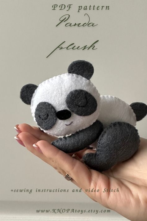 Panda plush felt pdf pattern, sewing instruction and 4 video stitch that will help beginners learn to sew. Panda Bear -12 cm. #pandaplush pattern how to felt tutorial felt craft #feltsewing felting for beginners handmade decoration panda ornament felting tutorial baby fox plush felt woodland baby mobile beginner cute ornament #felttoy pattern animals handcraft plush #feltpattern ornament craft tutorial woodland creature felt pattern tutorial #handmade gift, baby nursery decorations crib mobile Panda Crafts, Felt Panda, Felt Patterns Free, Felting For Beginners, Panda Ornament, Diy Felt Animals, Felt Tutorial, Felt Woodland, Felt Animal Pattern