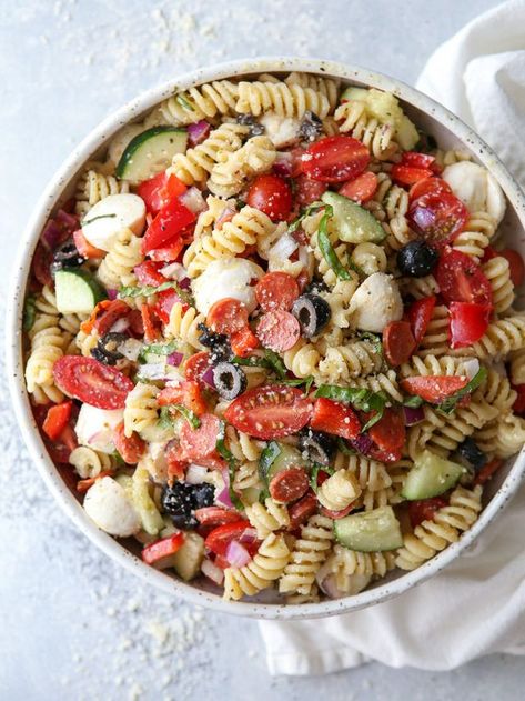 Italian Pasta Salad | Completely Delicious | Bloglovin’ Easy Homemade Italian Dressing, Homemade Italian Dressing, Italian Pasta Salad, Pepper Pasta, Best Pasta Recipes, Rotini Pasta, Pasta Salad Italian, Sausage Pasta, Italian Pasta