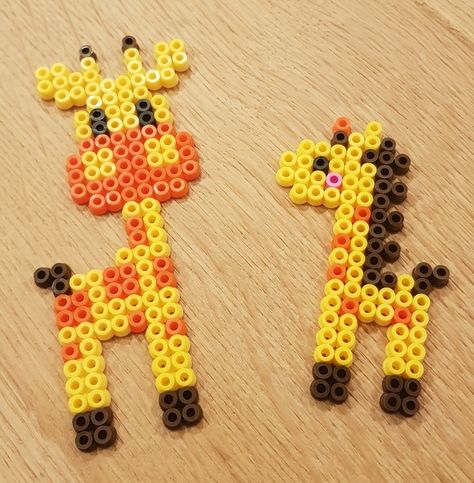 Hama Beads Giraffe, Hamma Beads Ideas, Easy Perler Bead Patterns, Hama Beads Design, Perler Crafts, Diy Perler Bead Crafts, Melty Beads, Diy Perler Beads, Melting Beads