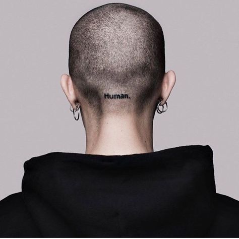 A woman's head can have such a lovely shape. With a slender neck and delicate contours, it looks very feminine. Bald Girl, Bald Women, Fury Road, Head Tattoos, Shaved Head, Buzz Cut, Mad Max, Shaved Hair, Grunge Hair