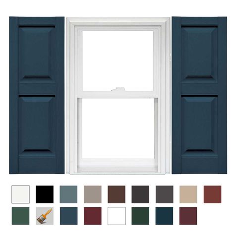 Mid-America Williamsburg Raised Panel Vinyl Standard Shutter Brown Shutters, Decorative Shutters, Window Shutters Exterior, Raised Panel Shutters, Shed Windows, Board And Batten Exterior, Shutter Colors, Vinyl Shutters, House Shutters