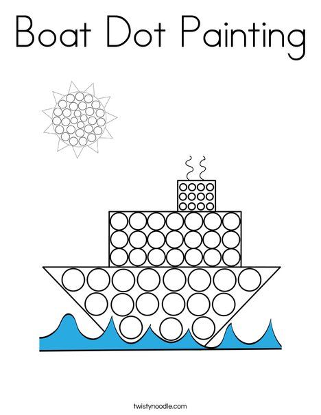 Boat Dot Painting Coloring Page - Twisty Noodle Cruise Ship Crafts Preschool, Boat Theme Preschool, Boat Worksheets Preschool, Toddler Boat Craft, Boats Preschool Activities, Boat Art For Toddlers, Preschool Boat Activities, Boat Activities For Toddlers, Boat Crafts For Toddlers