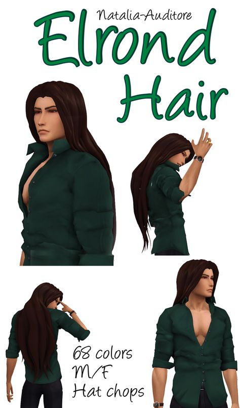 Elrond hair | Natalia-Auditore on Patreon Sims 4 Native American Cc Hair, Elf Hair Sims 4 Cc, Sims 4 Vampire Cc Clothes Men, Natalia Auditore Sims 4, Sims 4 Vampire Hair, Sims 4 Long Male Hair Cc, Sims 4 Long Hair Male, Sims 4 Afro Hair Male, Natalia Auditore