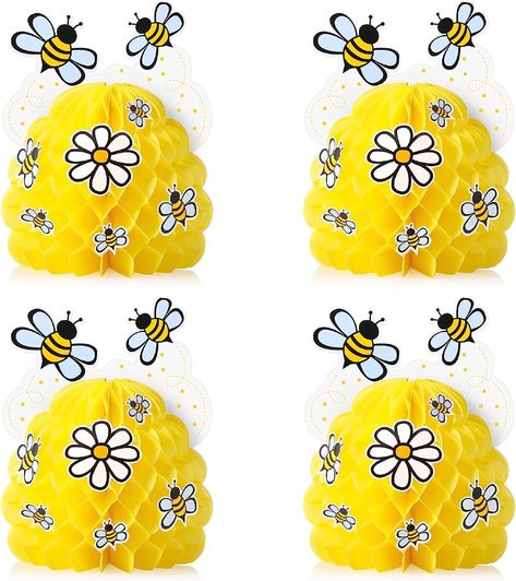 Bee Baby Shower Centerpieces, Honey Bee Party, Beehive Decor, Kids Party Centerpieces, Bee Party Decorations, Honeycomb Table, Bee Sunflower, Bee Themed Classroom, Bee Theme Party