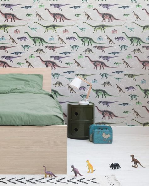 Our 'Fossil' wallpaper is a cool design choice for little dinosaur fans, which will decorate their room with a fun theme that's perfect for… Childrens Bedroom Wallpaper, Wall Clings, Wall Mural Decals, Dinosaur Wallpaper, Nautical Bathroom Decor, Friends Wallpaper, Smooth Walls, Wallpaper Bedroom, Kids Wallpaper