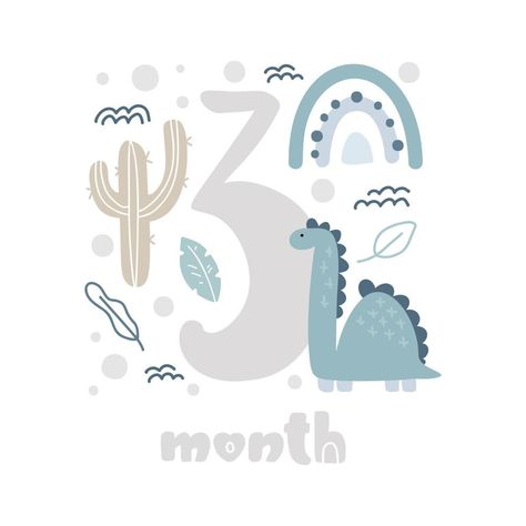 Dino Monthly Milestone, Topper Dino Baby, Card For Newborn, Three Month Baby, 6 Meses Bebe Celebracion, Six Month Baby, Baby Sticker, One Month Baby, Birthday Logo