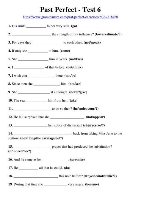 Past perfect worksheet 6. Solve online exercises or download printable pdf worksheets. Practice past perfect and learn English grammar. Check your answers for the activities. Suitable for kids and adults. Visit grammarism.com and get the worksheets. #worksheet #english #grammar #esl #practice #tefl #activities #pastperfect Past Perfect Tense, Tense Worksheet, Grammar Check, Perfect Tense, Teaching English Grammar, English Grammar Worksheets, Learn English Grammar, Improve Your English, Grammar Worksheets