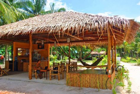 Outdoor Tiki Bar, Rustic Beach House, Siargao Island, Bahay Kubo, Hut House, Outdoor Restaurant Design, Bamboo House Design, Bamboo Structure, Bamboo Architecture