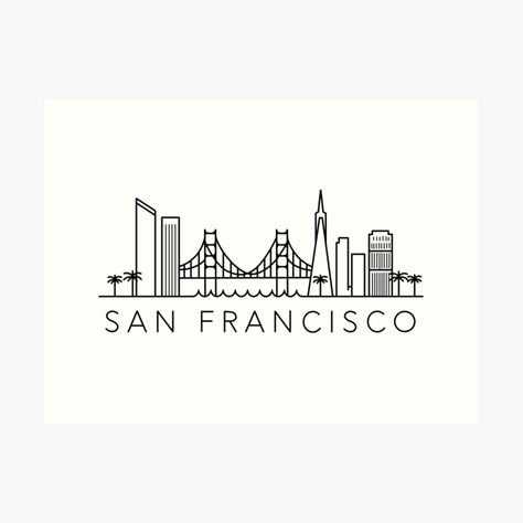 San Francisco Skyline Drawing, San Francisco Embroidery, San Francisco Doodle, San Francisco Skyline Tattoo, San Francisco Tattoo Ideas, San Francisco Drawing, Sf Tattoo, San Francisco Tattoo, Drawing Backgrounds