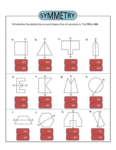 Line Of Symmetry Worksheet, Line Of Symmetry, Lines Of Symmetry, Math Fractions Worksheets, Symmetry Worksheets, Adjective Worksheet, Grade 6 Math, 3rd Grade Math Worksheets, Math Patterns