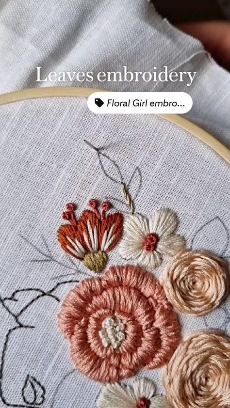 Leaves embroidery Satin stitch Embroidery Satin Stitch, Leaves Embroidery, Machine Embroidery Tutorials, Needlecraft Patterns, Birds Embroidery Designs, Needlepoint Stitch, Embroidery Stitches Tutorial, Hand Work Embroidery, Hand Embroidery Projects