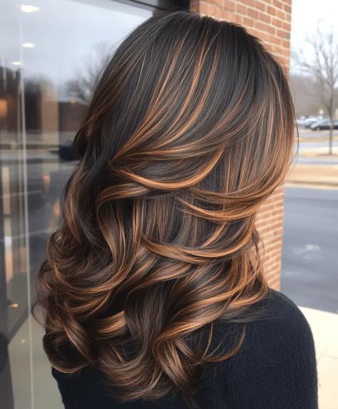 Hair Colours 2024, Black Hair With Caramel Highlights, Brown Hair Chart, Trending Dark Hair, Hair Colors For Dark Hair, Dark Hair Colors, Dark Copper Hair Color, Hair Colors For Brunettes, Colors For Brunettes