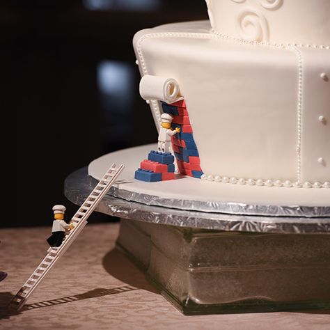 Inspiration Gallery - Accessories | Disney's Fairy Tale Weddings Lego Bakery, Novelty Wedding Cakes, Lego Wedding Cakes, Lego Wedding, Disney Wedding Cake, Silver Wedding Cake, Disney Weddings, Disney Fine Art, Winter Wedding Cake