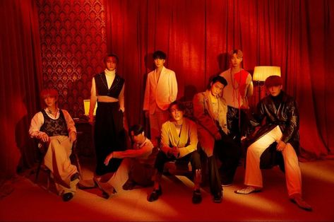 ATEEZ Group Concept Photo Noir 2🧡🧡🧡🧡🧡🧡🧡🧡 Photo Noir, Orange Aesthetic, Woo Young, Forever Yours, Kim Hongjoong, Group Photos, Red Aesthetic, Extended Play, Yg Entertainment