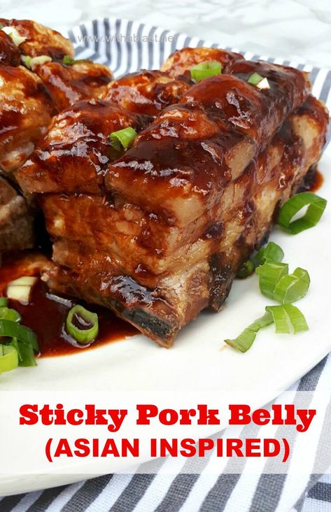 Porkbelly Asian, Sticky Pork Belly, Pork Belly Recipes Crispy, Cooking Pork, Sticky Pork, Chinese Pork, Mac Salad, Asian Pork, Pork Belly Recipes