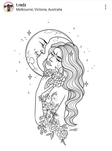 Rockabilly Tattoos, Mystical Tattoos, Goddess Tattoo, Adult Coloring Designs, Line Art Tattoos, Coloring Book Art, Feb 13, Tattoo Design Drawings, Line Tattoos