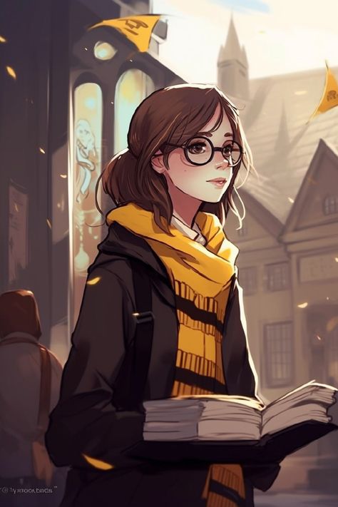 Anime Hogwarts Students, Hogwarts Student Art, Hufflepuff Oc, Hogwarts Student, Potter Fanart, Harry Potter Cartoon, Cute Nerd, Harry Potter Oc, Harry Porter