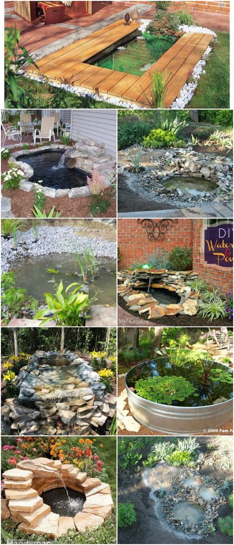 15 Budget Friendly DIY Garden Ponds You Can Make This Weekend #diy #gardening #backyard #ponds #waterfeatures via @vanessacrafting Diy Ponds Backyard, Diy Waterfall, Pavers Diy, Budget Friendly Diy, Garden Ponds, Jardim Diy, Diy Pond, Pond Landscaping, Pond Design