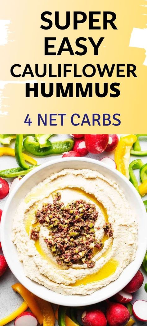 Low Carb Hummus Recipes, Cauliflower Hummus Recipe, Cauliflower Dip Recipes, Low Calorie Hummus Recipe, Keto Hummus, Low Carb Hummus, Cauliflower Dip, Cauliflower Hummus, Easy Hummus Recipe