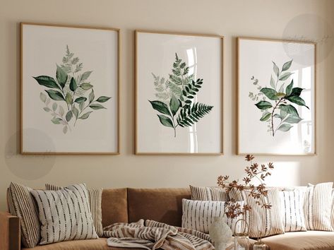 Free and Easy Green Living Room Tips for Beginners Minimal Living Room Wall Art, Boho Farmhouse Kitchen Decor Ideas, Bathroom Wall Art Ideas Farmhouse, Botanical Bedroom Ideas Cozy, Modern Home Artwork, Greenery Picture Wall, Botanic Wall Art, Cottage Core Home Decor Living Room, Large Botanical Wall Art