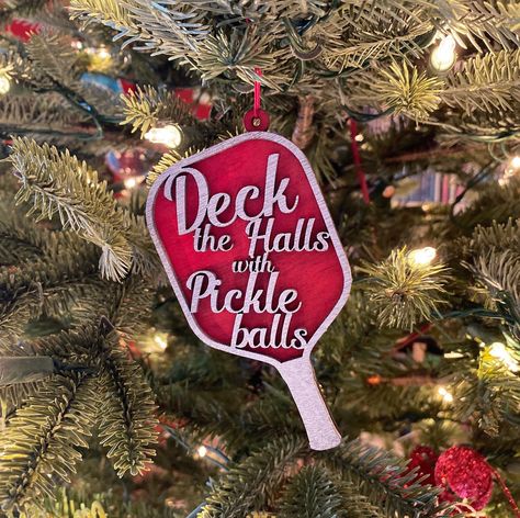 "Created and made on Hilton Head Island! If you love pickleball as much as we do, this ornament is for you! This ornament is one-sided, string color varies.  Personalize with a name, year, or whatever you like! Up to 10 characters, must select \"yes\" for personalization. Check out all of our pickleball goodies: https://etsy.me/3zJehpZ Anyone play tennis and pickleball like us? Deck the Halls with Tennis Balls: https://etsy.me/2Jmlaco" Pickleball Gift, Hilton Head Island, Holiday Colors, Hilton Head, Unusual Gifts, Deck The Halls, Tree Decor, Pickleball, Tree Ornaments