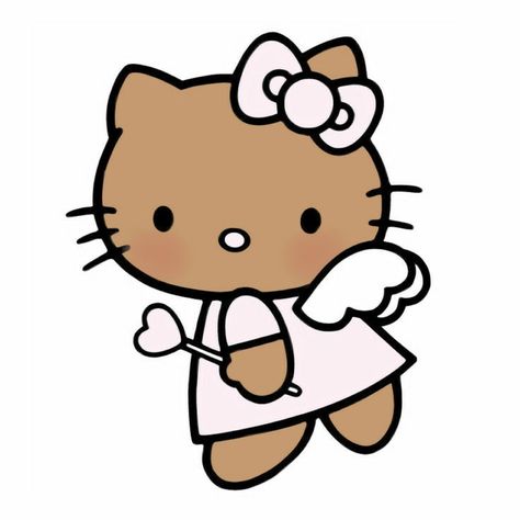 Tan My Melody, Tan Hello Kitty Pfp, Brown Skin Hello Kitty, Brown Hello Kitty Pfp, Brown Hello Kitty, Tan Hello Kitty, Dope Cartoons, Images Hello Kitty, Princess Kitty