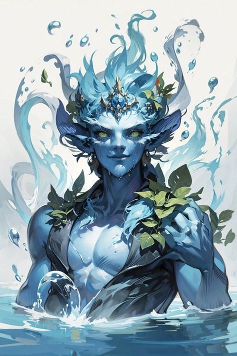 Water Elemental Elemental Humanoid, Storm Elemental, Water Character, Water Elemental, Dnd Npc, Water God, Water People, Monster Characters, Dnd Monsters