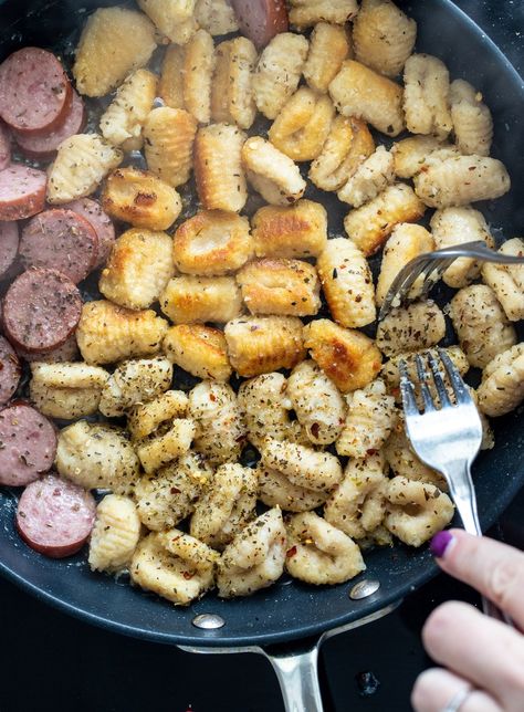 Pan-Fried Gnocchi With Spinach and Sausage - A Red Spatula