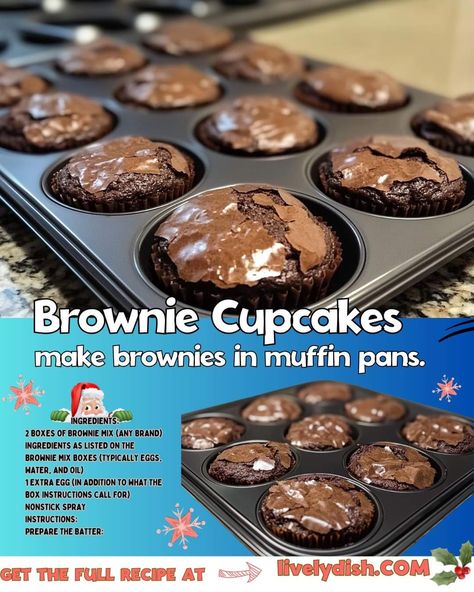 Muffin Tin Brownies Recipe, Brownies In Muffin Tin, Mug Dessert Recipes, Tin Recipes, Brownie Muffins, Pan Cookies, Cupcake Pans, Brownie Cupcakes, Muffin Tin Recipes