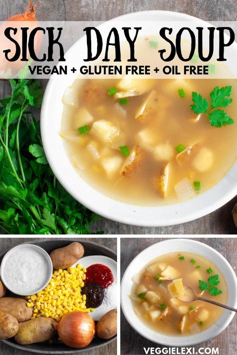 This vegan and gluten free soup is the perfect soup to help you feel better on a sick day. It's delicious, easy, fast, and full of simple healthy foods. #veggielexi #soup #vegansoup #veganrecipes #glutenfreerecipes - by Veggie Lexi Sick Day Soup, Sick Soup, Soup Veggie, Christmas Recipes Dinner Main Courses, Asian Vegetarian Recipes, Halloween Food Appetizers, Christmas Recipes Appetizers, Soup Vegan, Sick Day