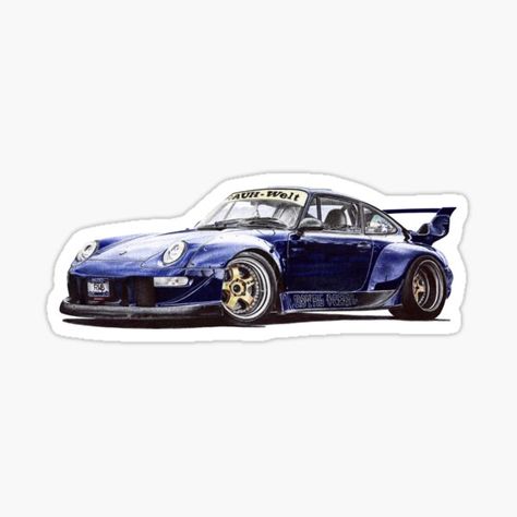 Porsche Stickers, Cars Stickers, Rwb Porsche, Senior Jackets, Ballpoint Pen Drawing, Summer Bucket, Journal Doodles, Pen Drawing, Transparent Stickers