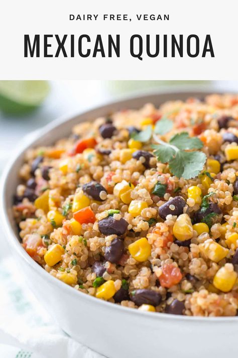 Quinoa Mexican Rice, Easy Recipes With Quinoa, Quinoa Leftover Recipes, Quinoa Recipes Dairy Free, Vegan Golo Recipes, Quinoa Side Recipes, Quinoa Recipes Mexican, Mexican Quinoa Recipes, Leftover Quinoa Recipes