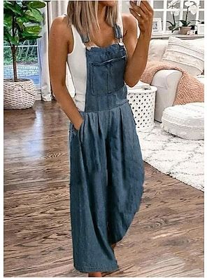 Denim Style Casual, Moda Denim, Stylish Jumpsuit, Salopette Jeans, Estilo Denim, Loose Jumpsuit, Mode Jeans, Denim Pocket, Strapless Jumpsuit