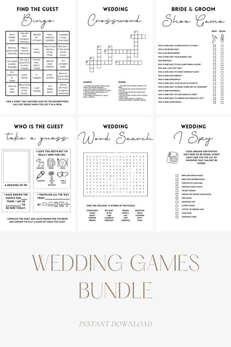 wedding games bundle Guest Games At Wedding, Wedding Program Games, Game Ideas For Wedding, Outdoor Wedding Games For Guests, Simple Wedding Activities, Wedding Game Cards, Entertainment Ideas For Wedding, Wedding Games For Guests Outdoor, Wedding Guest Games Activities