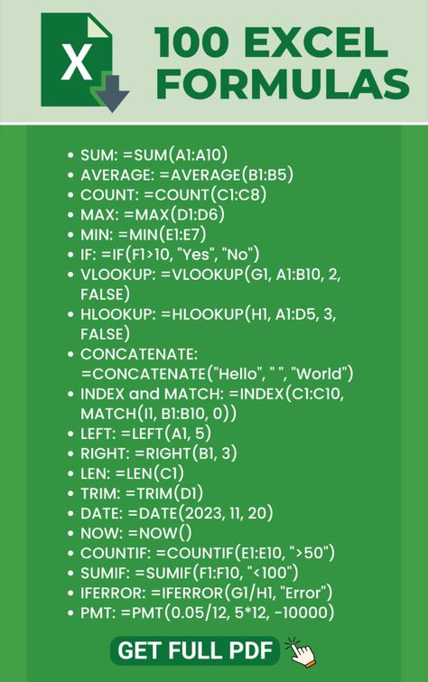 Excel Shortcuts Cheat Sheets, Microsoft Excel Formulas, Excel For Beginners, Basic Computer Programming, Excel Formulas, Data Science Learning, Computer Lessons, Learn Computer Science, Excel Hacks