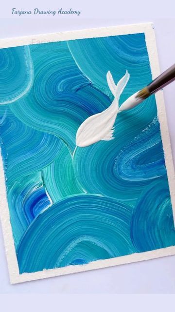 Painting Ideas On Canvas Blue Background, Ocean Aesthetic Painting Easy, Sea Canvas Painting Easy, Blue Canvas Painting Ideas, Blue Background Canvas Painting, Underwater Painting Easy, Big Painting Ideas Canvases, Easy Ocean Painting, Beachy Paintings Easy