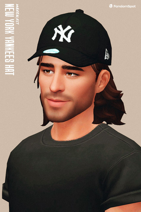 Sims 4 Cc Male Hats, Sims 4 Cc Cap Male, Sims 4 Male Hat Cc, Sims 4 Male Hats, Sims 4 Cc Male Accessories, Hat Sims 4 Cc, Sims 4 Beard, New York Yankees Wallpaper, Yankees Wallpaper