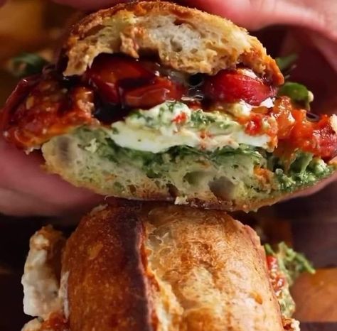 Stanley Tucci Recipes 🍝🍛🌭🍕 | Burrata Caprese Sandwich with Cherry Tomato Confit | Facebook Cherry Tomato Confit, Caprese Sandwich Recipe, Burrata Caprese, Tomato Confit, Confit Recipes, French Toast Bites, Cinnamon Roll French, Cinnamon Roll French Toast, Caprese Sandwich