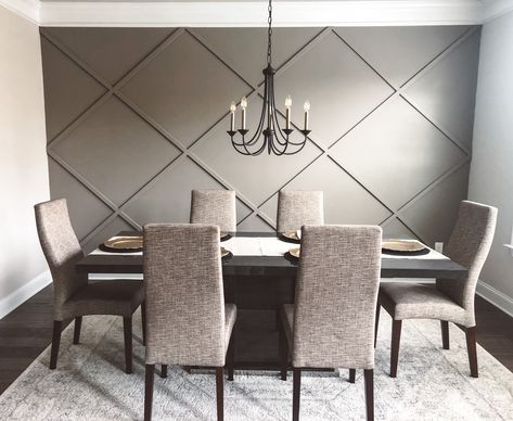 DIY dining room accent wall Dovetail grey accent wall Sherwin Williams Wall Ideas For Dining Room, Dining Room Feature Wall, Room Feature Wall, Dining Room Accent Wall, Dining Room Accents, Room Accent Wall, Grey Dining Room, Dinning Room Design, Accent Walls In Living Room