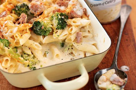 I've just made a Tuna and Broccoli Pasta Bake using Campbells' Condensed Celery Soup, check it out. Cambells Recipes, Broccoli Pasta Bake, Campbells Soup Recipes, Campbells Recipes, Tuna Pasta Bake, Celery Recipes, Tuna Casserole Recipes, Campbells Soup, Cream Of Celery